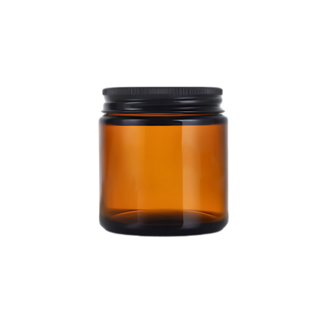 FRASCO DE VIDRIO AMBAR CON TAPA DORADA (120ML) Dia 6.1cm x Alt 6.5cm